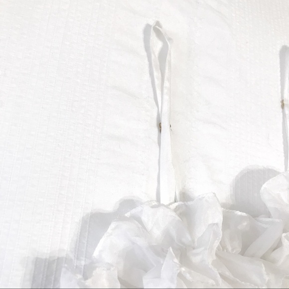 𝅺FLORA NIKROOZ WHITE LAYERED RUFFLE SATIN-LIKE AND MESH STRIPES BABYDOLL - Picture 5 of 5